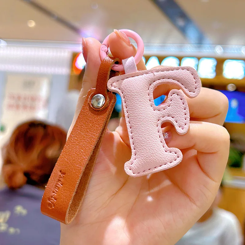 A to Z PU Leather Initial Lett - Monogram Keychain Leather ulasan dan harga
