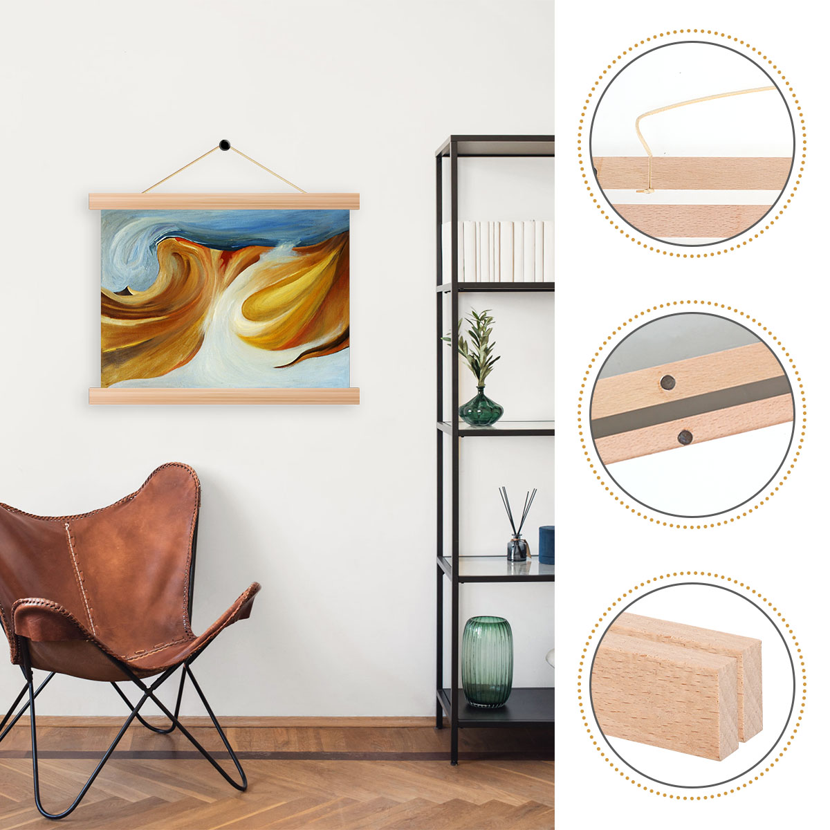 4pcs Picture Poster Hanger Fra - Engraved Wood Frame ulasan dan harga