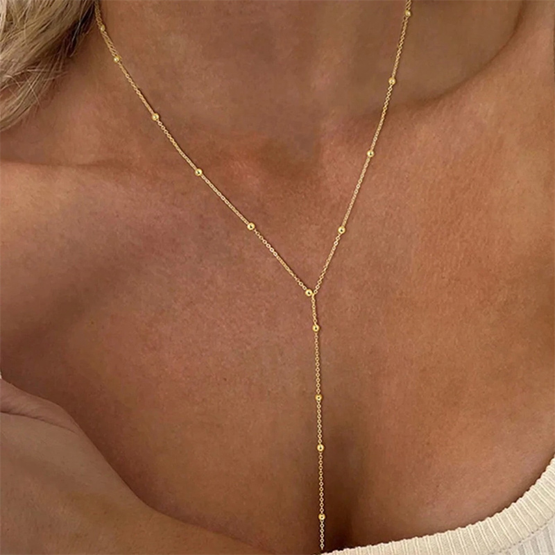 Vintage Gold Color Long Chain  - Birth Flower Necklace ulasan dan harga