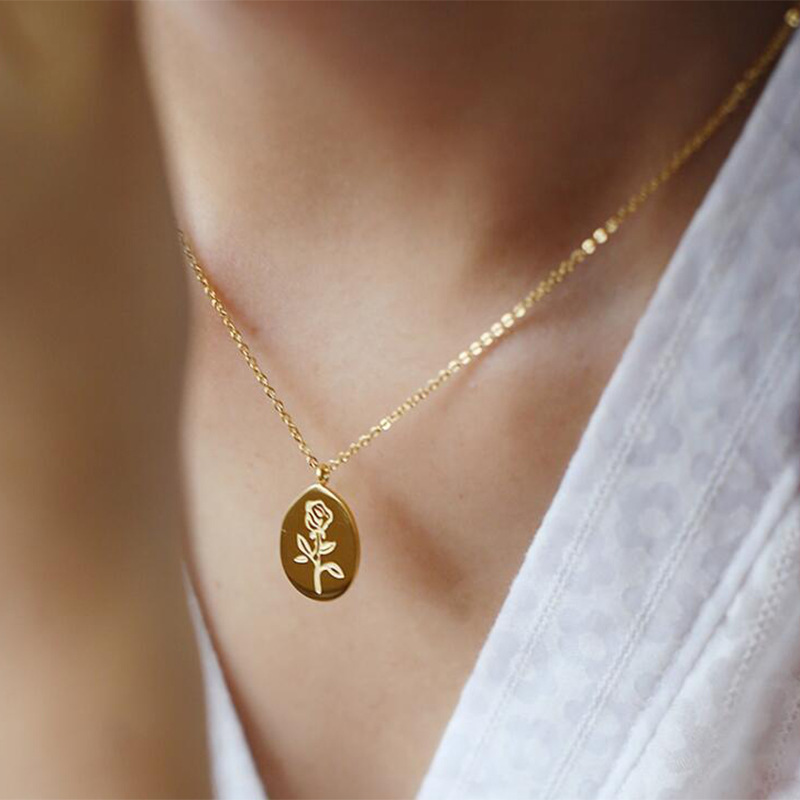 Stainless Steel Necklaces Fema - Birth Flower Necklace ulasan dan harga