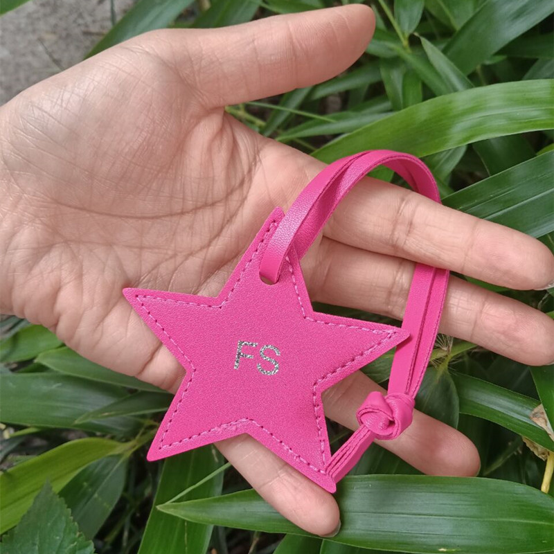 1PCS Free initials five pointe - Monogram Keychain Leather ulasan dan harga