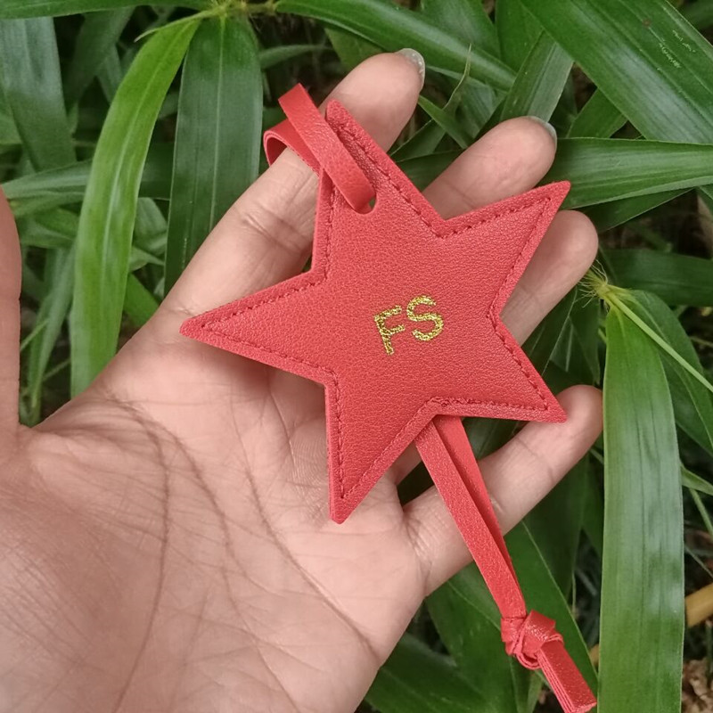 1PCS Free initials five pointe - Monogram Keychain Leather ulasan dan harga
