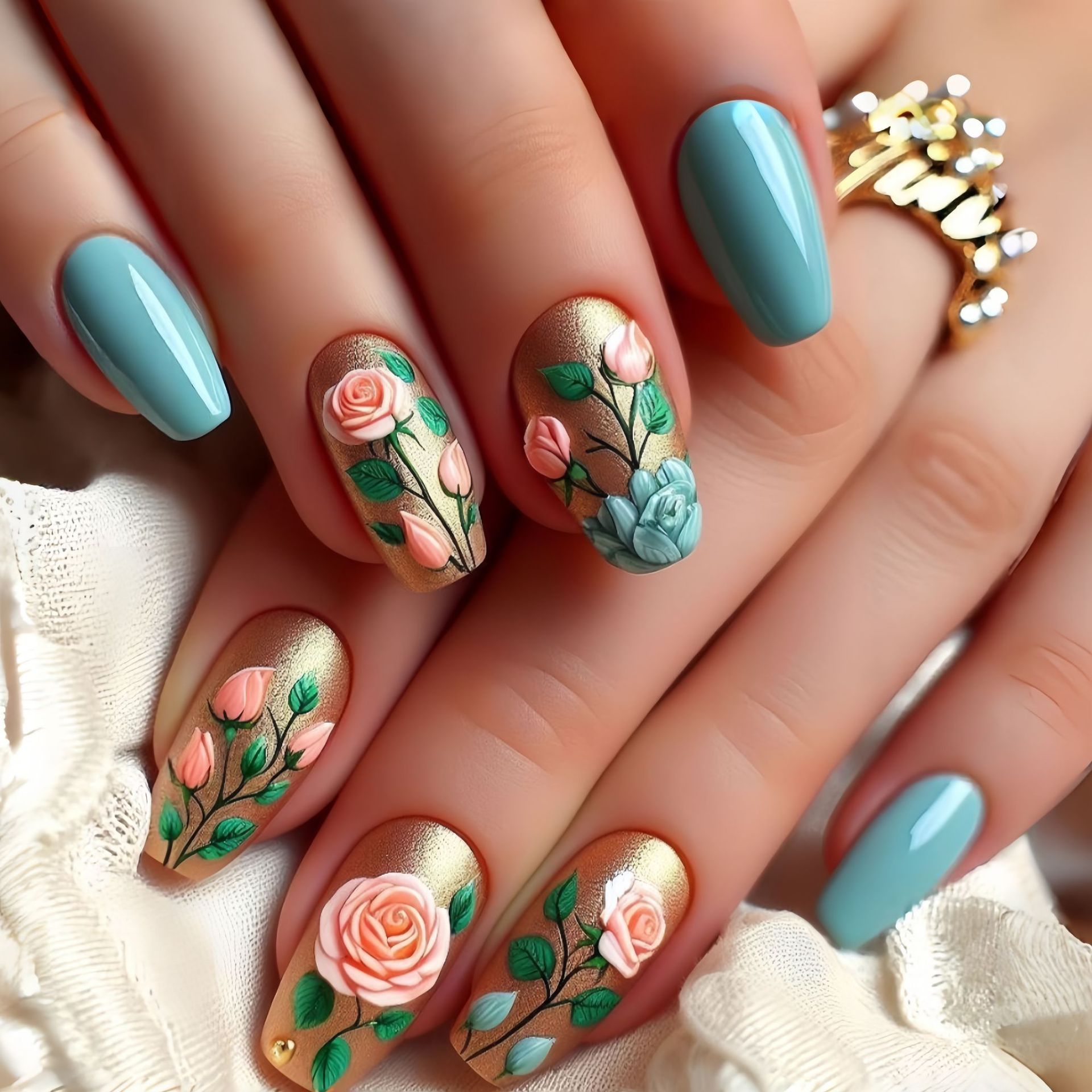 Medium fake nails for women gi - Pressed Flower Art ulasan dan harga