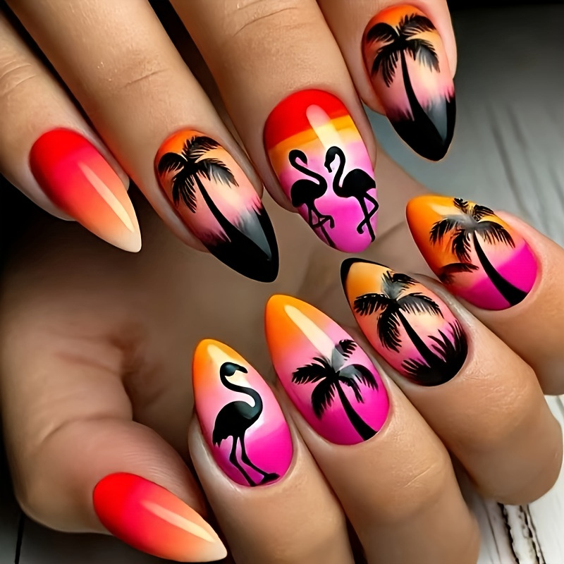 Medium fake nails for women gi - Pressed Flower Art ulasan dan harga