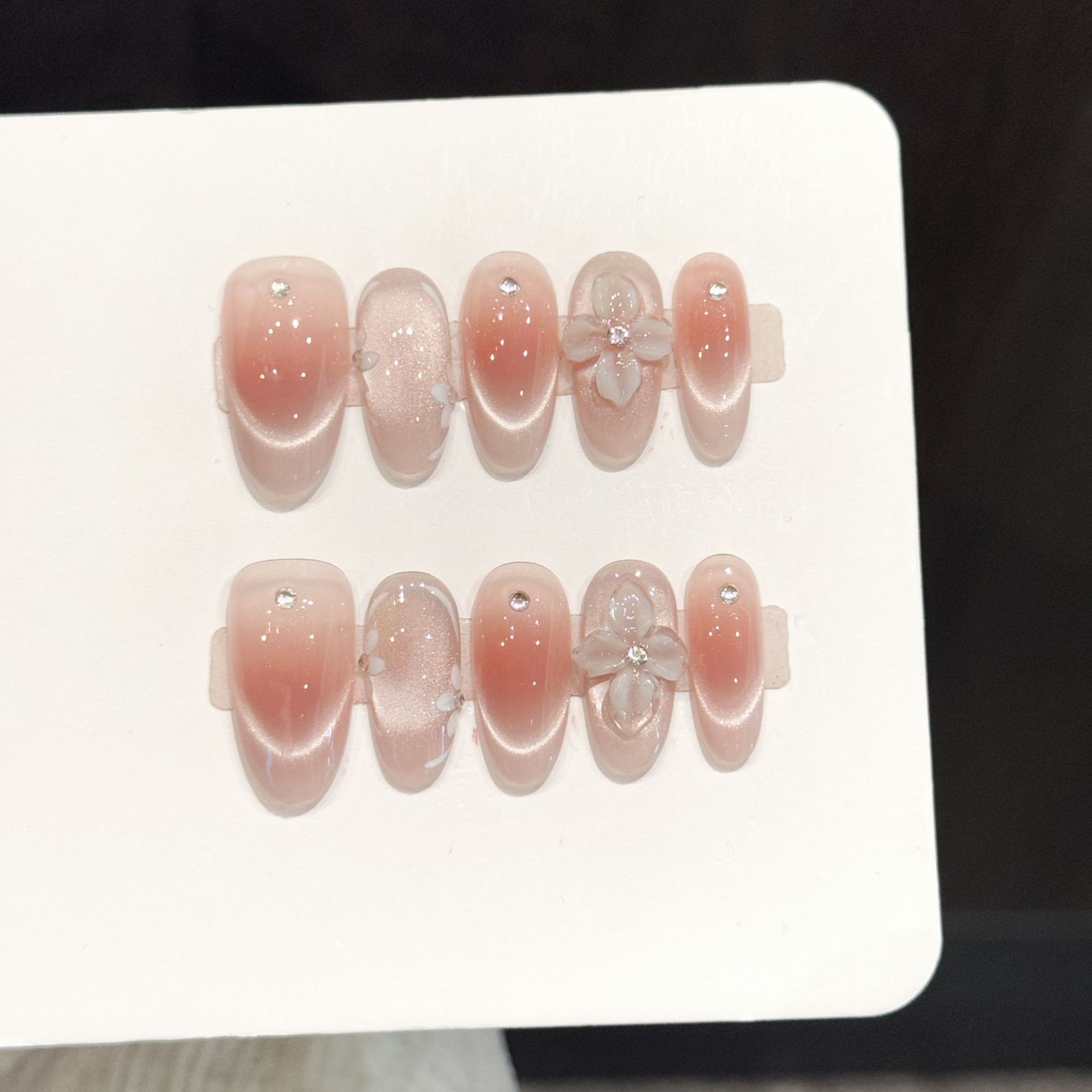 10pcs Handmade Press On Nails  - Pressed Flower Art ulasan dan harga